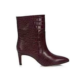 Paris Texas Burgundy Croc-Embossed Ankle Boots